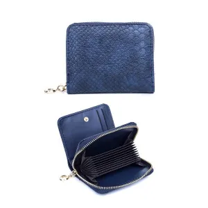 CARD HOLDER AND WALLET - SNAKESKIN NAVY