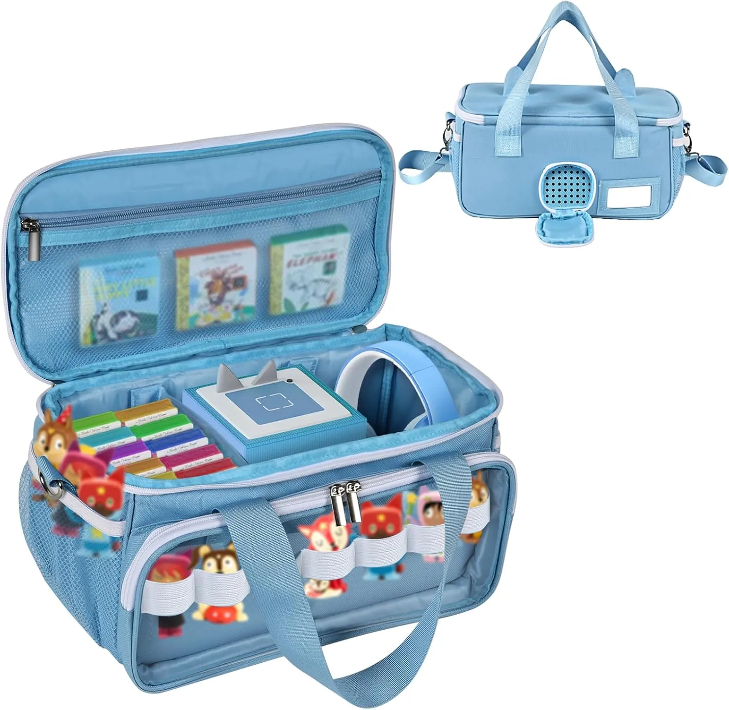 Carrying Case Compatible with Little Tikes Story Dream Machine Starter Set, Carrying Bag for Tonies Figures Characters,Portable Travel Storage Bag with Shoulder Strap and Handle(Blue)