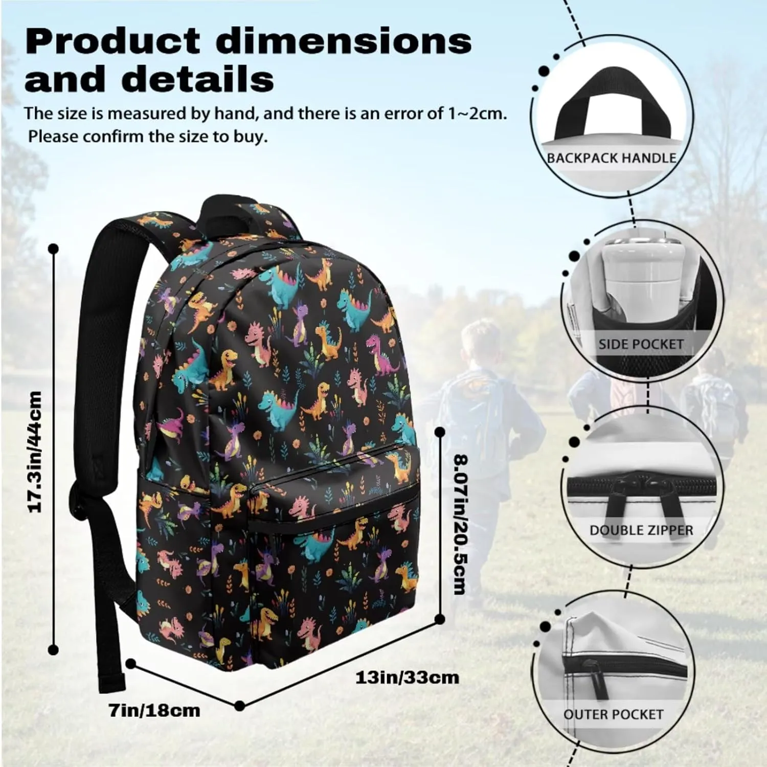 Cartoon Dinosaur Backpack with Lunch Box for High School Boys Schoolbag Middle School Bag for Teens 14-16 Kids Large Bookbag Elementary School Back Pack Sets