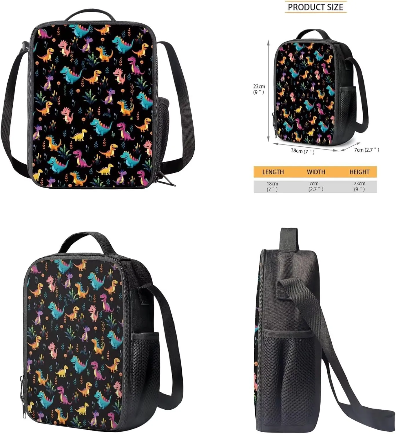 Cartoon Dinosaur Backpack with Lunch Box for High School Boys Schoolbag Middle School Bag for Teens 14-16 Kids Large Bookbag Elementary School Back Pack Sets