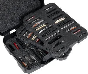 Case Club 60 Folding Knife Carrying Case - Hard Sided Travel and Storage Organizer Case fits a Variety of Folding Knives, Swiss Army Knives, Butterfly Knives & More in a Lockable Rugged Case
