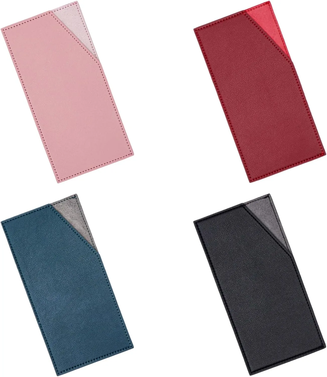Cash Envelopes PU Leather Budget Envelope Credit Card Holder Reusable Money Clip for Budgeting Wallet Women Men Bill Receipt Coupon Organizer (Pink Red Green Black)