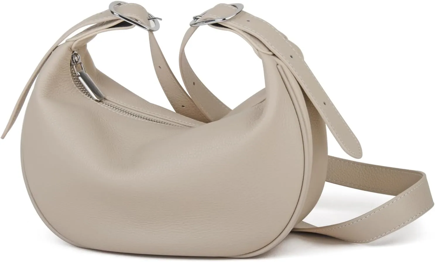 Casual Soft Leather Hobo Bags Women Crossbody, Trendy Crescent Shoulder Bag and Black Mini Purse
