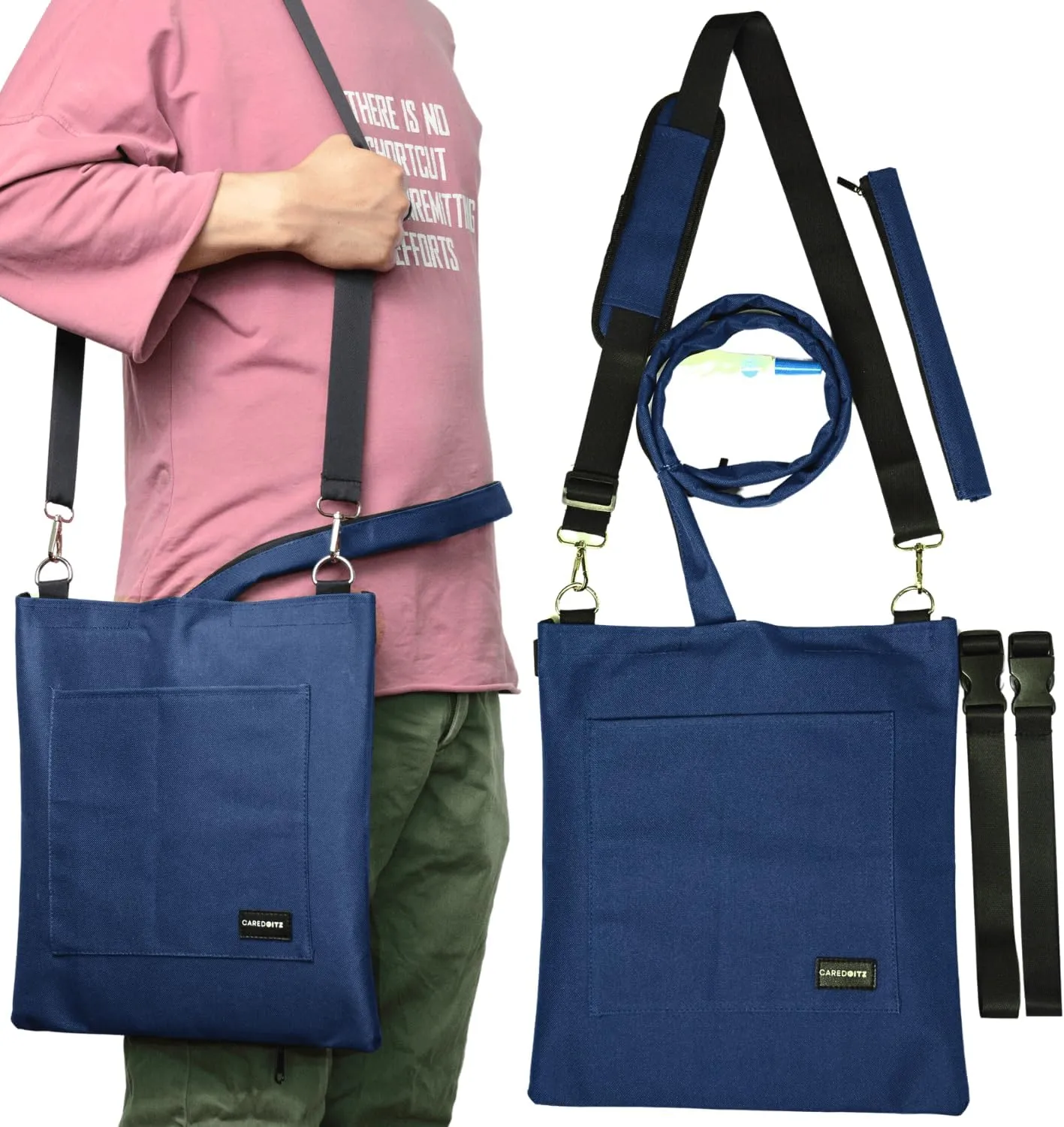 Catheter Bag Holder, Urine Drainage Bag Holder, w/Drain Tube Cover & Adjustable Strap, Foley Bag Covers, for Privacy & Dignity, w/Strap for Wheelchair, Walker & Bed, up to 4000ML - Blue
