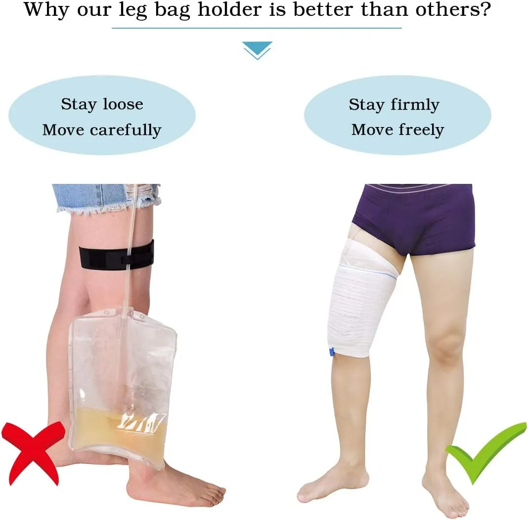 Catheter Leg Bag Holder 2 Count Fabric Catheter Sleeves Urine Leg Bag Holder - Urinary Drainage Bag Stay in Place Urine Bags for Legs Foley Catheter Bag Holder Strap for Men or Women Wheelchairs (S)