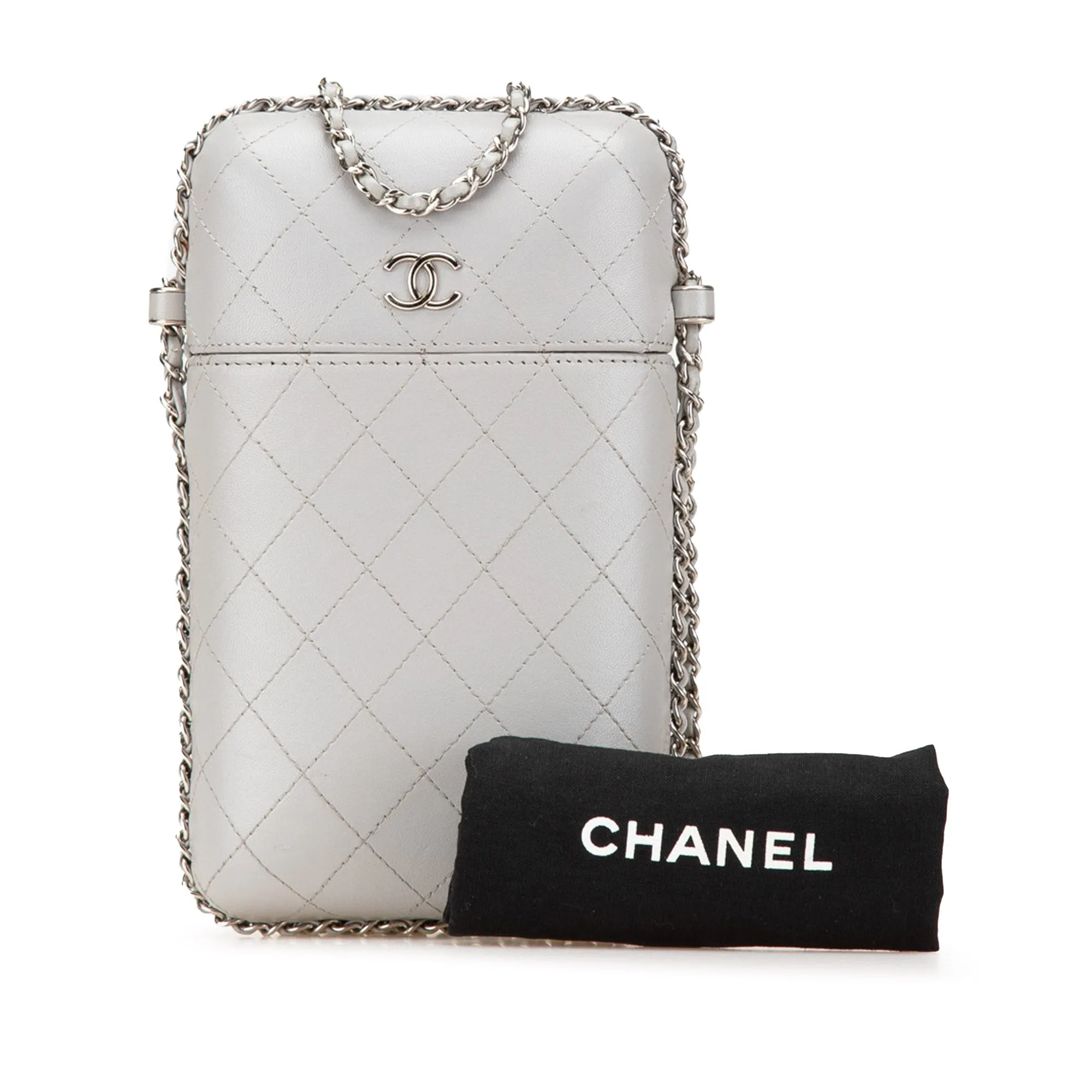 CC Quilted Lambskin Chain Around Phone Holder