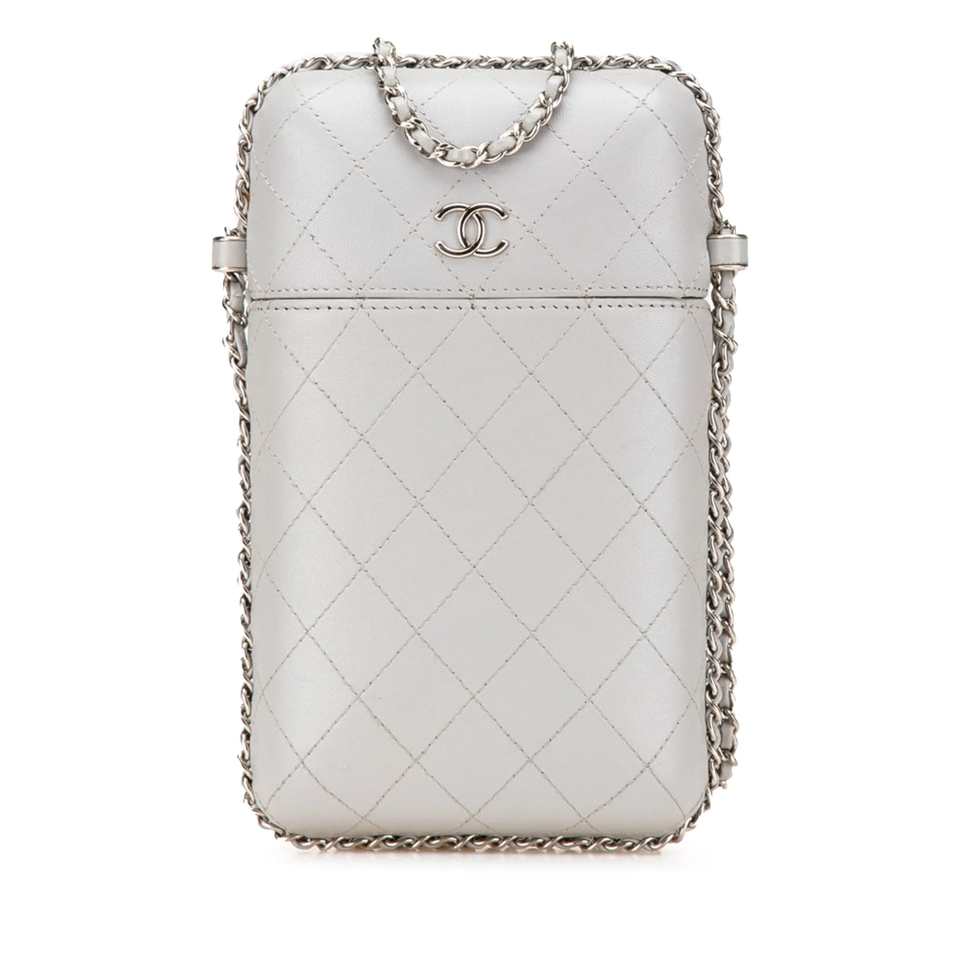 CC Quilted Lambskin Chain Around Phone Holder