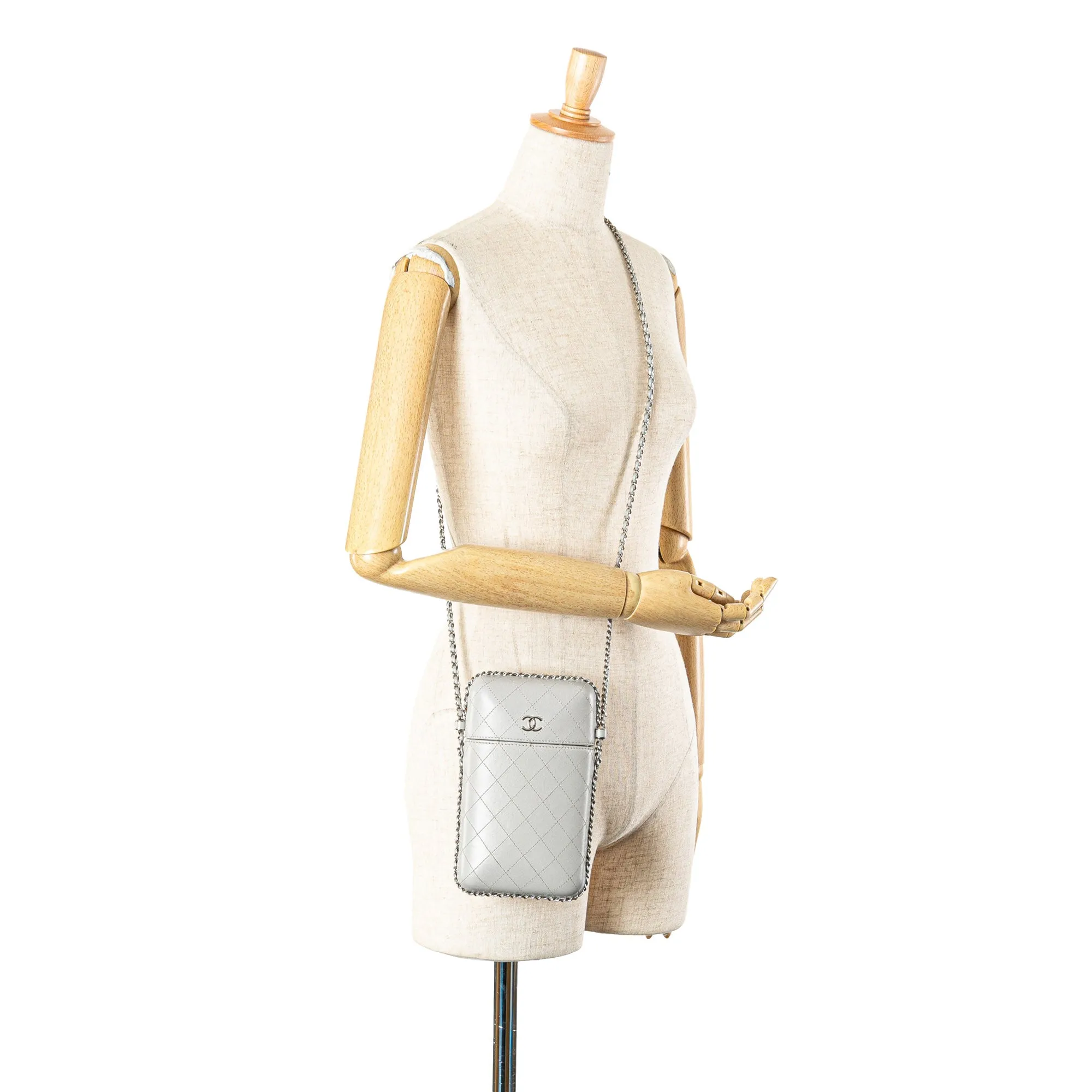 CC Quilted Lambskin Chain Around Phone Holder