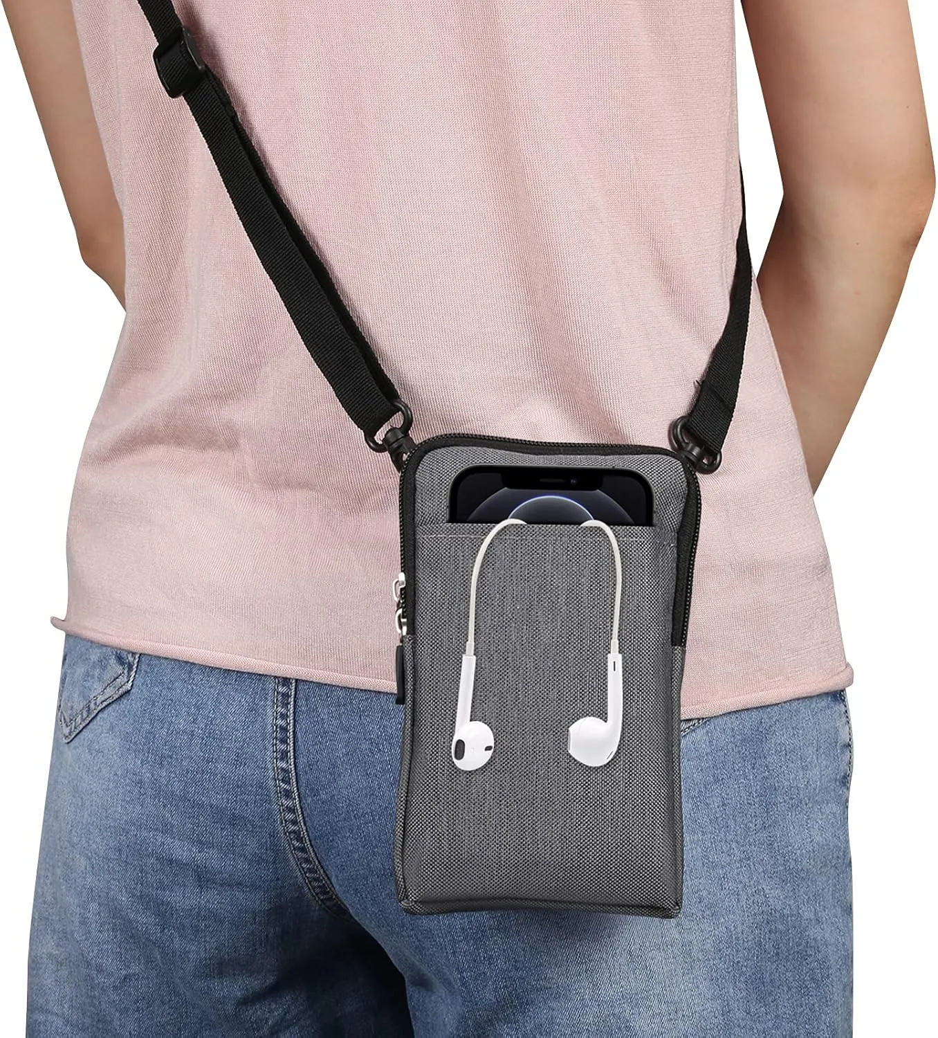 Cell Phone Belt Holster Men, Mobile Phone Shoulder Crossbody Bag vertical, Waterproof Outdoor Sport Mini Cell Phone Pouch with Belt Loop Nylon SmartPhone Waist Pocket Universal Flip Cellphone Sheath