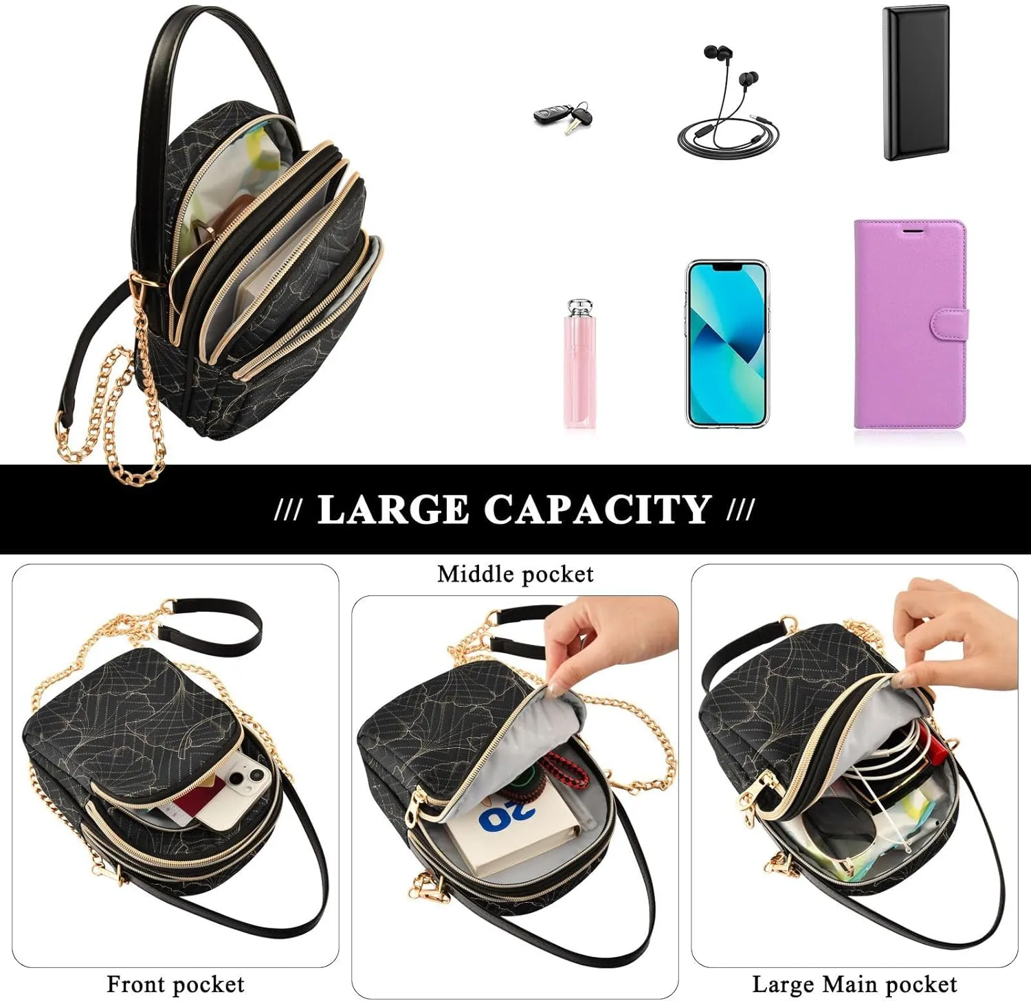 Cell Phone Purse Crossbody Handbag Durable Shoulder Bag Sturdy Travel Pouch