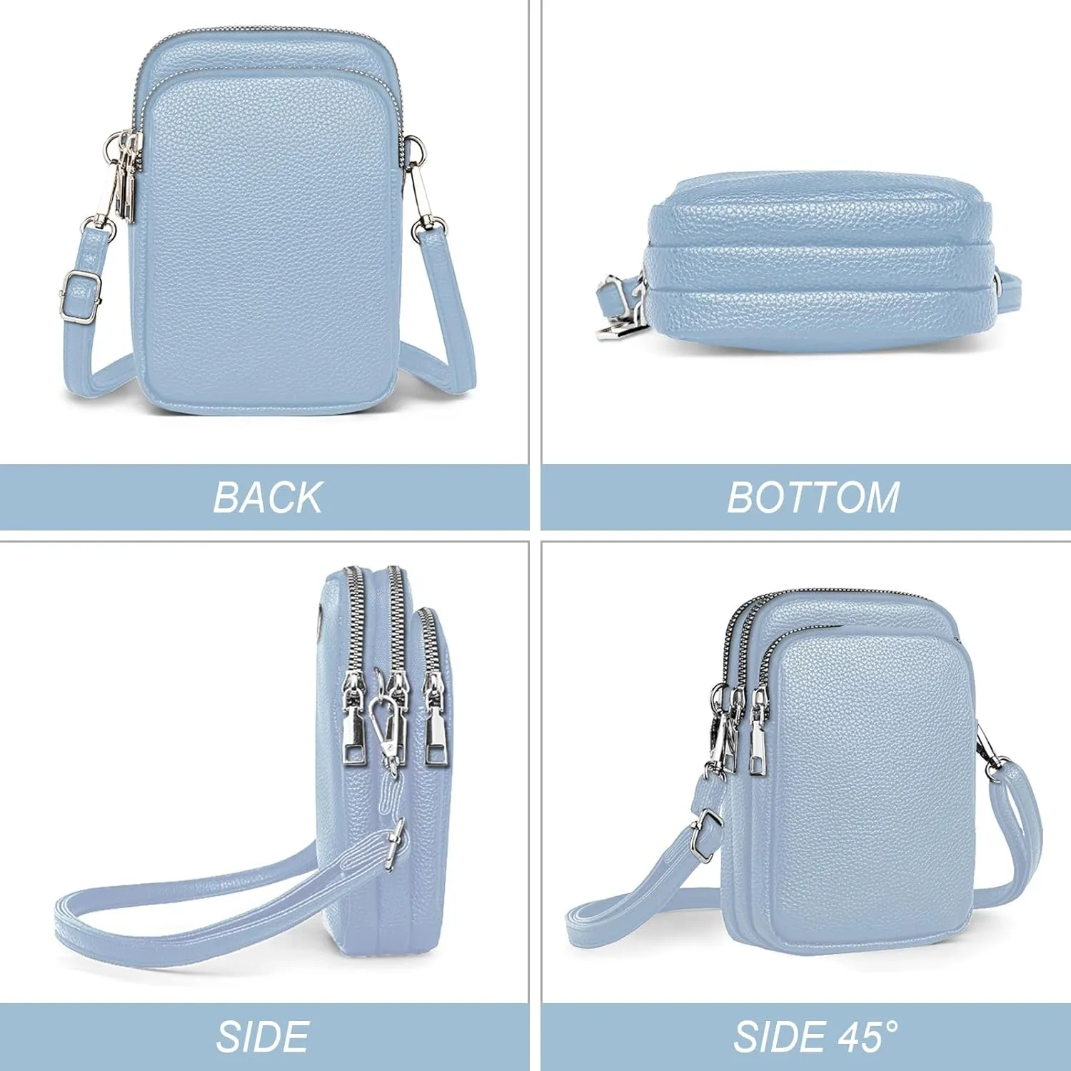 Cell Phone Purse Small Crossbody Bag for Women Men Leather Mini Shoulder Bag Wallet with Card Holder Slot Pouch Neck Strap for All Smartphones iPhone 16 Pro Max 15 Plus 14 13 12 11 X up to 7.5" Blue