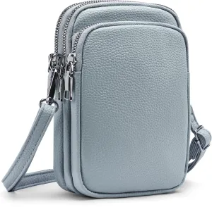 Cell Phone Purse Small Crossbody Bag for Women Men Leather Mini Shoulder Bag Wallet with Card Holder Slot Pouch Neck Strap for All Smartphones iPhone 16 Pro Max 15 Plus 14 13 12 11 X up to 7.5" Blue