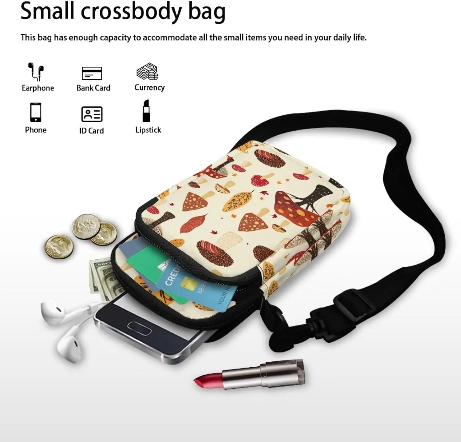 Cell Phone Purse Small Crossbody Wallet Phone Bag with Shoulder Strap Mini Messenger Bag