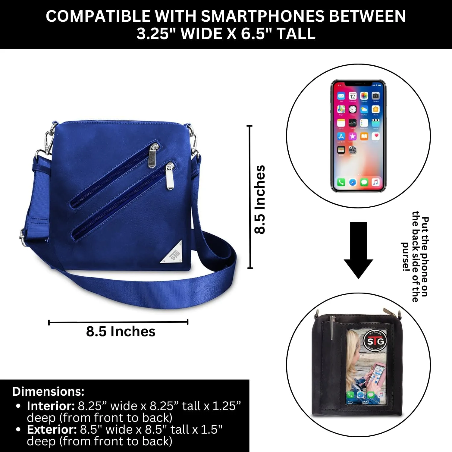 Cell Phone Purse - Touch Screen Women’s Crossbody Handbags (Zoe) - Clutch & Crossbody Phone Case