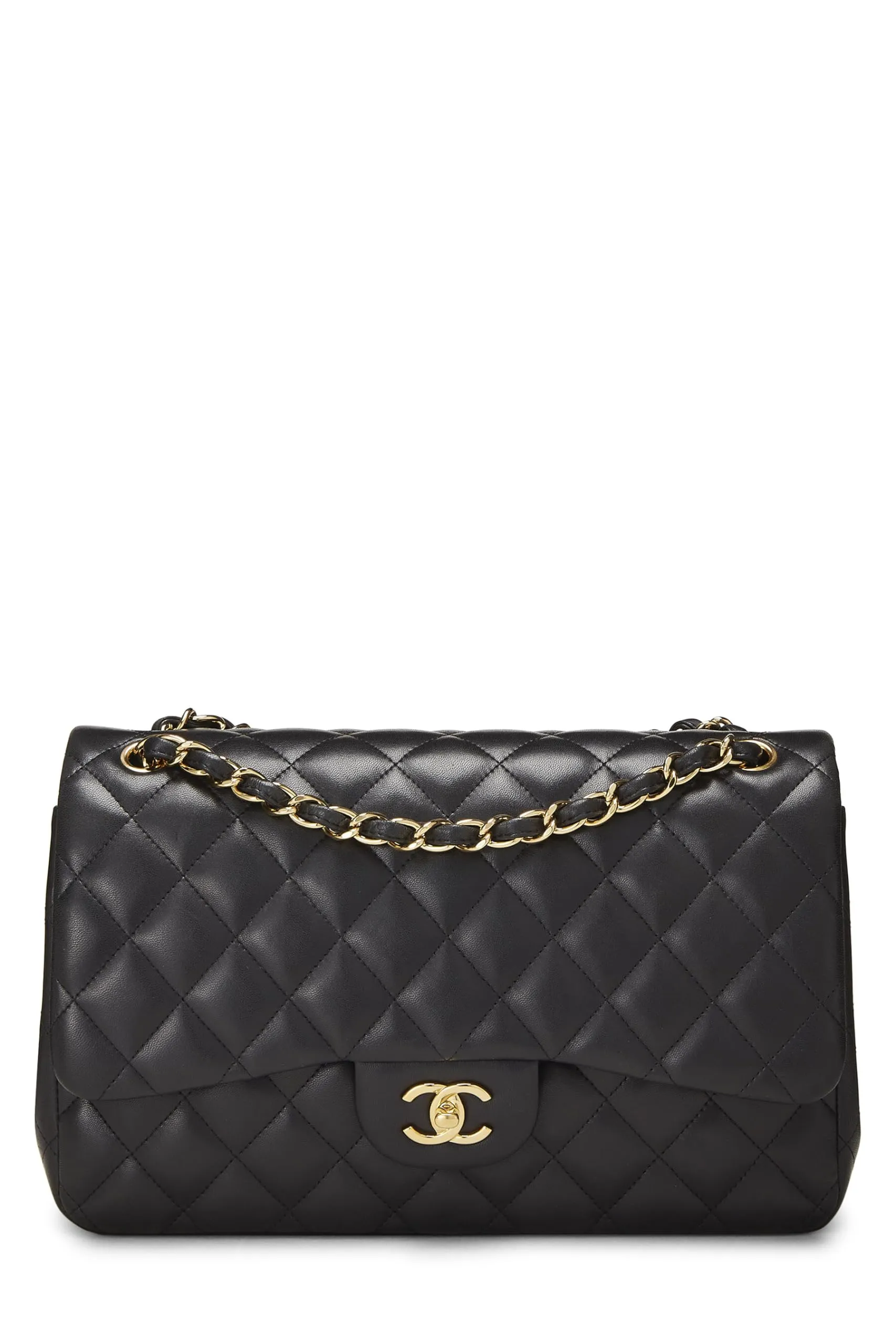 Chanel,  Black Quilted Lambskin New Classic Double Flap Jumbo, Black
