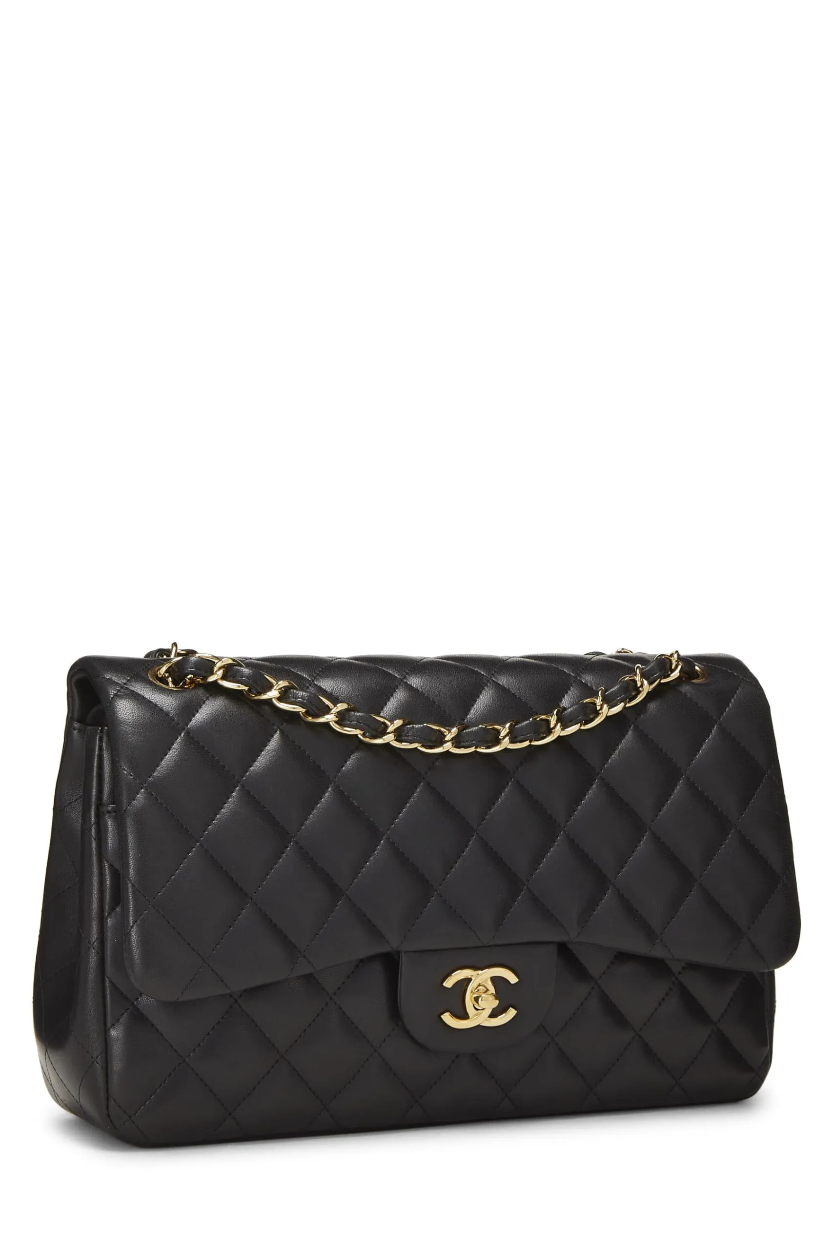 Chanel,  Black Quilted Lambskin New Classic Double Flap Jumbo, Black