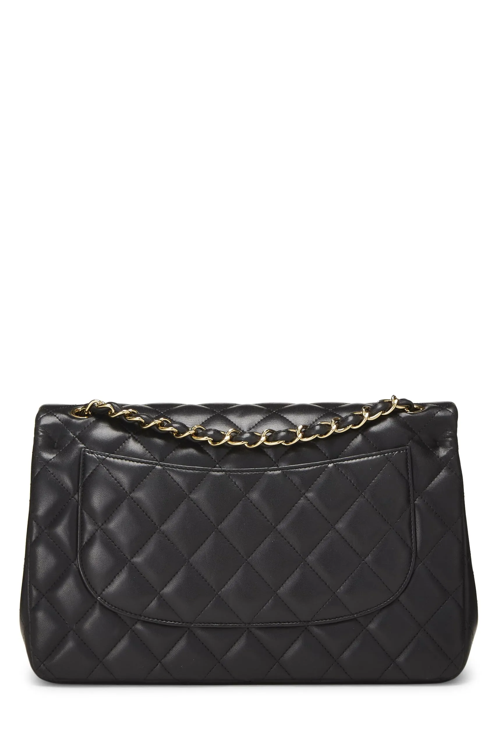 Chanel,  Black Quilted Lambskin New Classic Double Flap Jumbo, Black