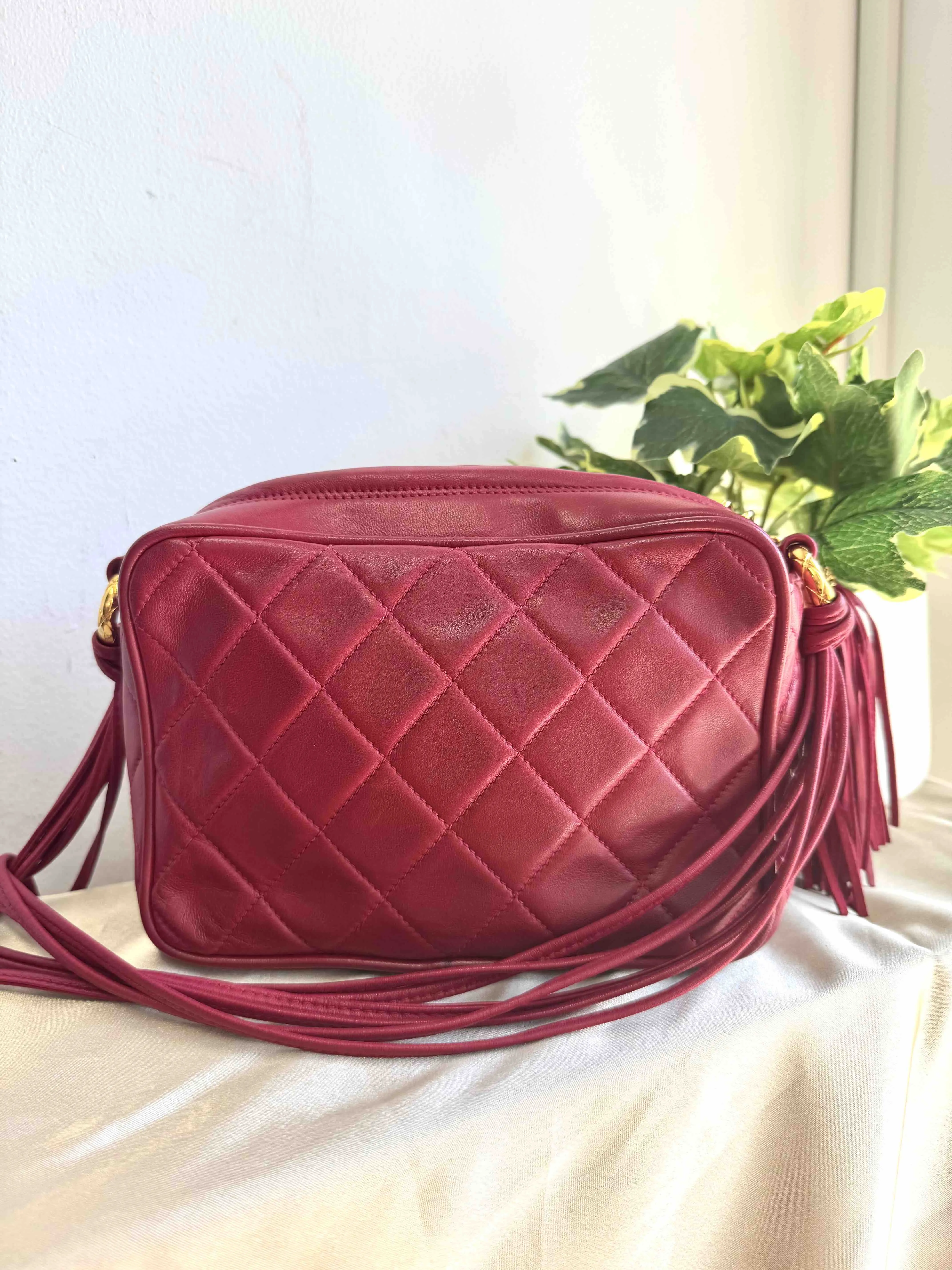 Chanel Golden Ball Camera Bag in Red Leather Crossbody