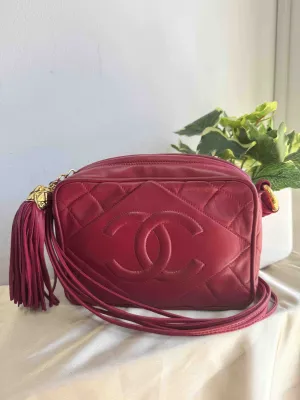 Chanel Golden Ball Camera Bag in Red Leather Crossbody