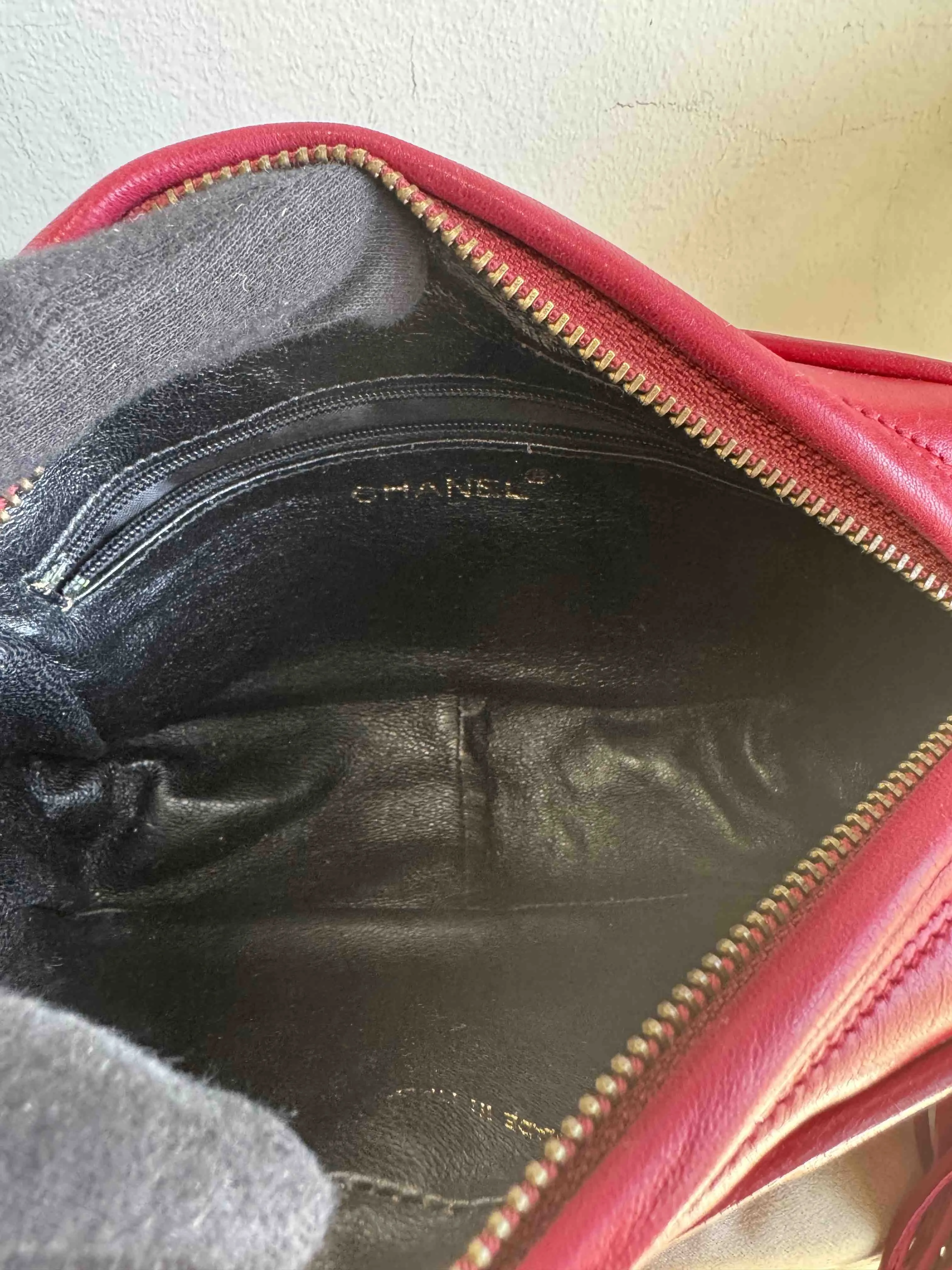 Chanel Golden Ball Camera Bag in Red Leather Crossbody