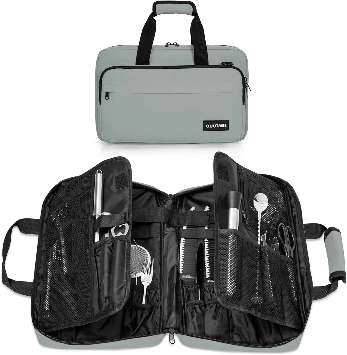 Chef Knife Bag, 25 Total Pockets Knife Storage Case For Professional Chefs, Knife Carrying Case, Knife Carrier Travel Bag for Knives and Kitchen Utensils, Bag Only