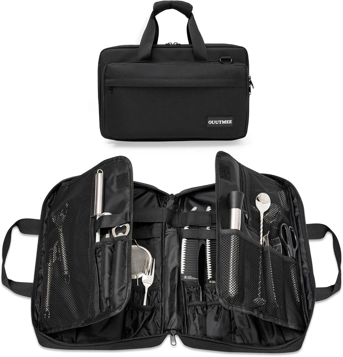 Chef Knife Bag, 25 Total Pockets Knife Storage Case For Professional Chefs, Knife Carrying Case, Knife Carrier Travel Bag for Knives and Kitchen Utensils, Bag Only