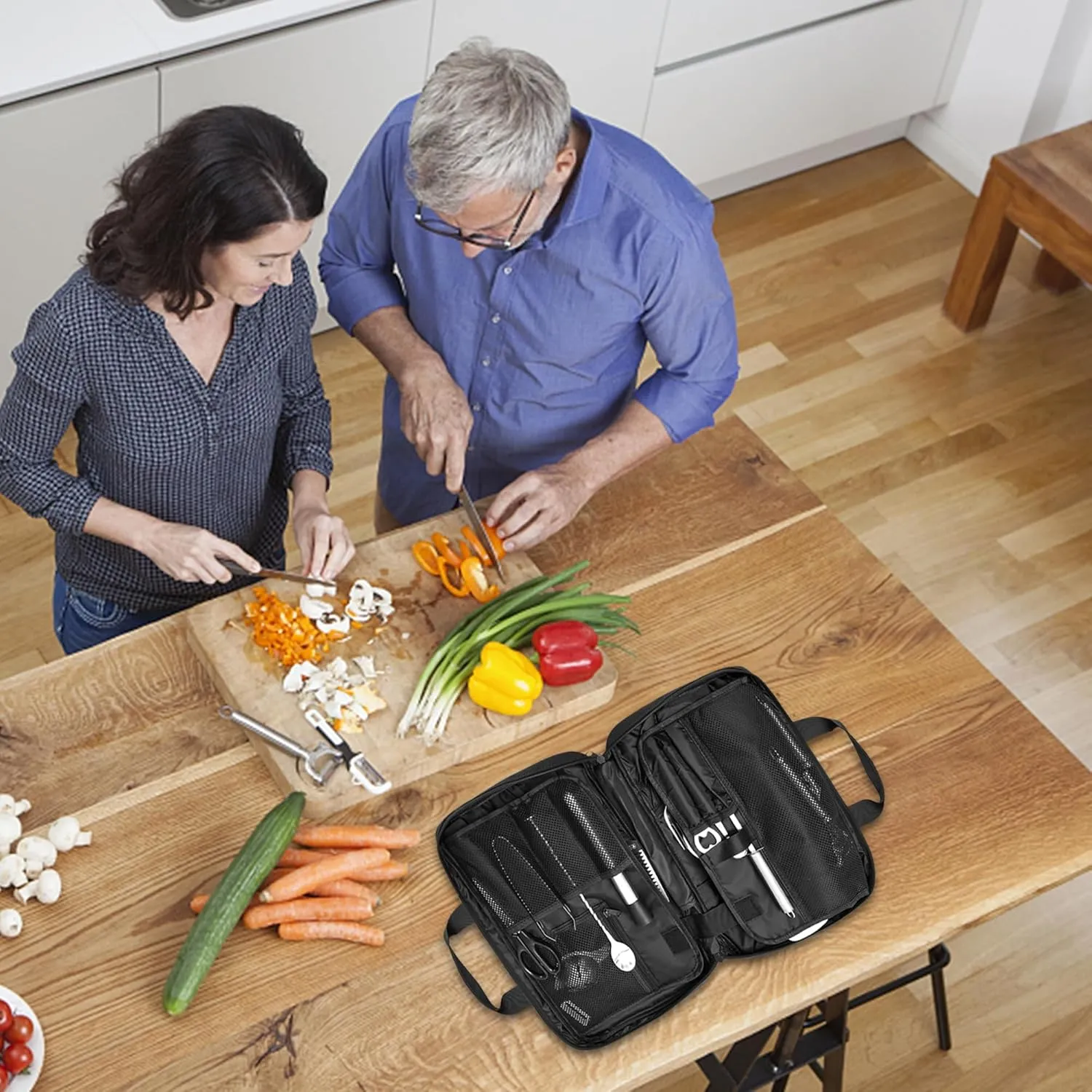 Chef Knife Bag, 25 Total Pockets Knife Storage Case For Professional Chefs, Knife Carrying Case, Knife Carrier Travel Bag for Knives and Kitchen Utensils, Bag Only