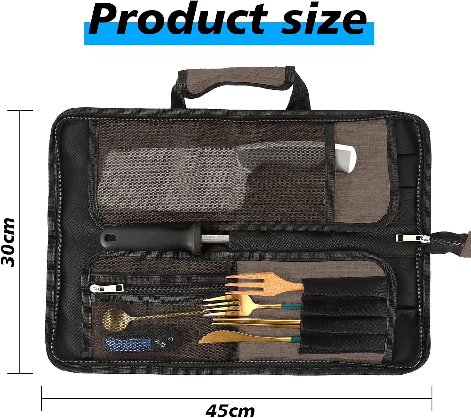 Chef’s Knife Roll Bag, Heavy Duty Oxford Chef Knife Bag, Portable 13 Slots Chef Knife Case, Multi-function Cutlery Knives Pouch Holder Knife Wrap Wallet Tool Roll