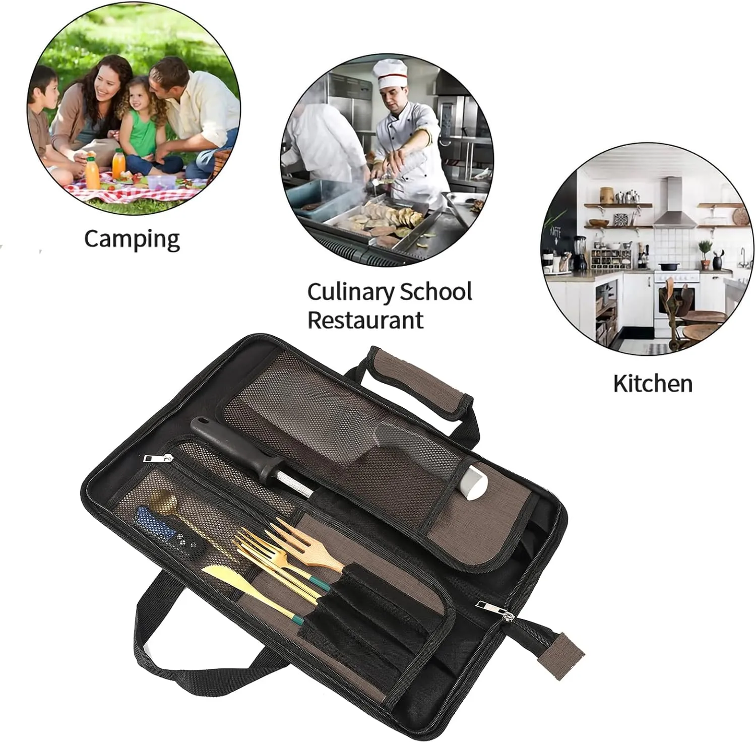 Chef’s Knife Roll Bag, Heavy Duty Oxford Chef Knife Bag, Portable 13 Slots Chef Knife Case, Multi-function Cutlery Knives Pouch Holder Knife Wrap Wallet Tool Roll