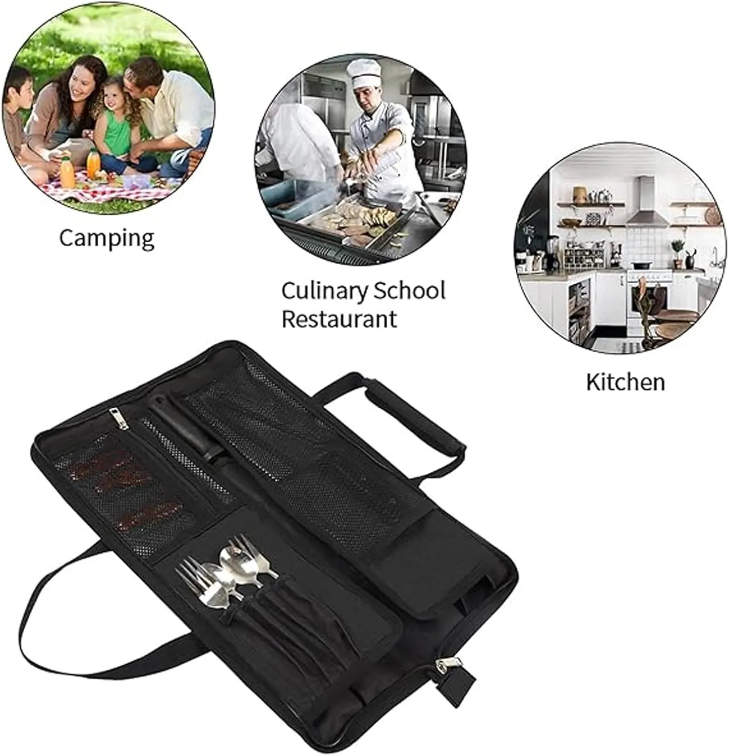 Chef’s Knife Roll Bag, Heavy Duty Oxford Chef Knife Bag, Portable 13 Slots Chef Knife Case, Multi-function Cutlery Knives Pouch Holder Knife Wrap Wallet Tool Roll