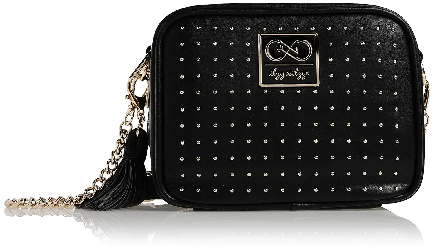 Chelsea   Cole for Itzy Ritzy Crossbody Diaper Bag - Includes 6 Pockets, Changing Pad & Tassel; Black with Sweetheart Print