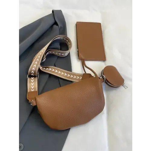 Chic Brown Faux Leather Adjustable Strap Crossbody Bag with Coin Purse
