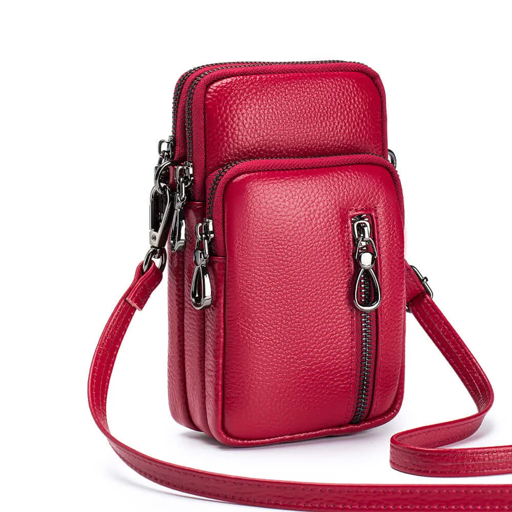 Chic Leather Mini Vertical Phone Crossbody Bag