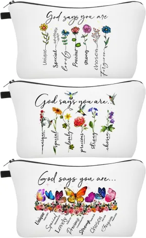 Christian Gift for Women Inspirational Bible Verse Cosmetic Bags with Zipper Motivational Religious Makeup Bags Travel Pouch for Women, Mother, Sister