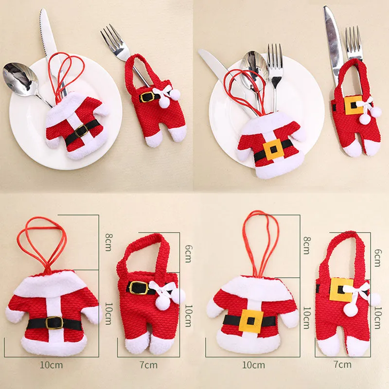 Christmas Gift Tableware Fork Knife Holder Bag Navidad 2021 Noel Christmas Decorations for Home Dinner Table Decor
