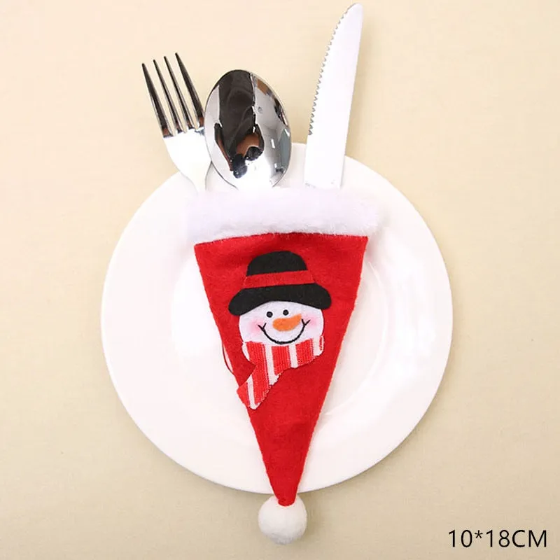 Christmas Gift Tableware Fork Knife Holder Bag Navidad 2021 Noel Christmas Decorations for Home Dinner Table Decor