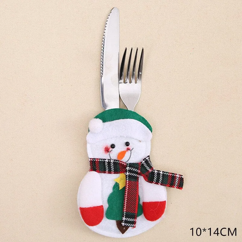 Christmas Gift Tableware Fork Knife Holder Bag Navidad 2021 Noel Christmas Decorations for Home Dinner Table Decor