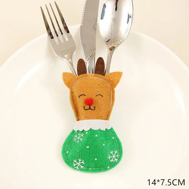 Christmas Gift Tableware Fork Knife Holder Bag Navidad 2021 Noel Christmas Decorations for Home Dinner Table Decor