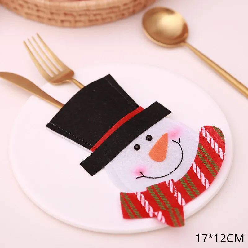 Christmas Gift Tableware Fork Knife Holder Bag Navidad 2021 Noel Christmas Decorations for Home Dinner Table Decor