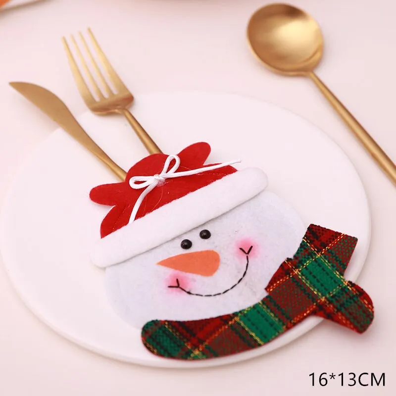 Christmas Gift Tableware Fork Knife Holder Bag Navidad 2021 Noel Christmas Decorations for Home Dinner Table Decor