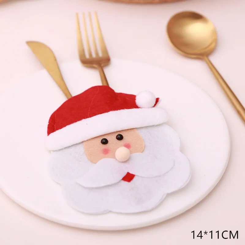 Christmas Gift Tableware Fork Knife Holder Bag Navidad 2021 Noel Christmas Decorations for Home Dinner Table Decor