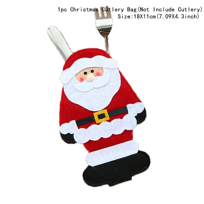Christmas Gift Tableware Fork Knife Holder Bag Navidad 2021 Noel Christmas Decorations for Home Dinner Table Decor