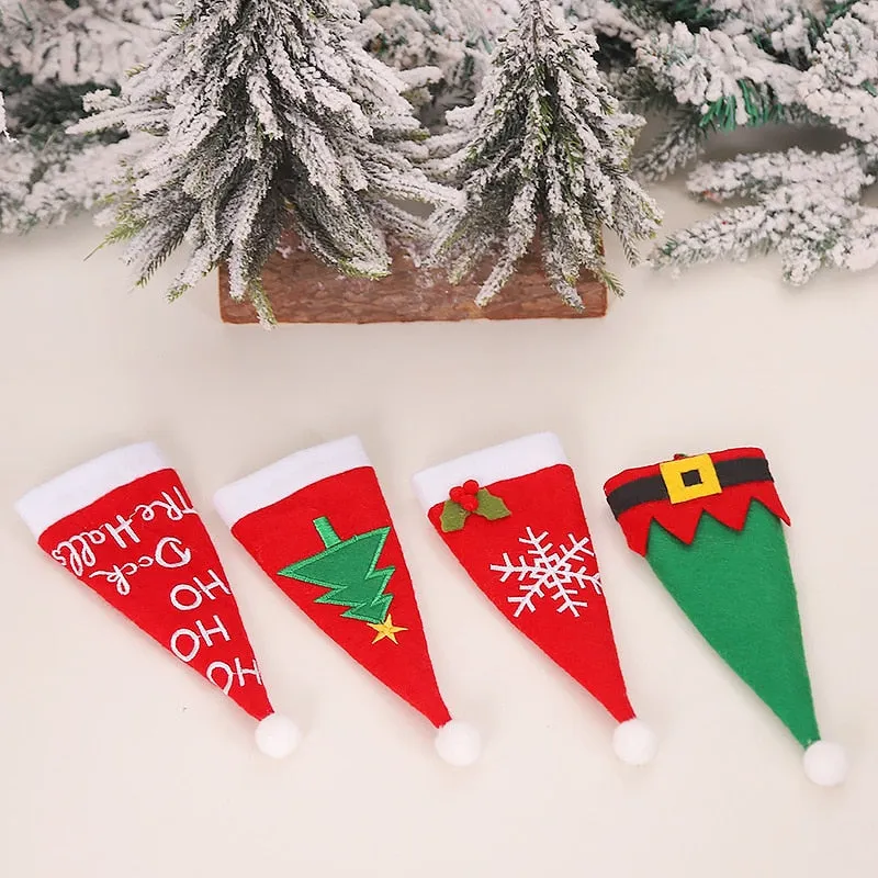 Christmas Gift Tableware Fork Knife Holder Bag Navidad 2021 Noel Christmas Decorations for Home Dinner Table Decor