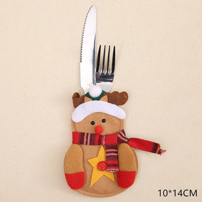 Christmas Gift Tableware Fork Knife Holder Bag Navidad 2021 Noel Christmas Decorations for Home Dinner Table Decor