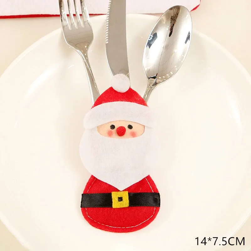 Christmas Gift Tableware Fork Knife Holder Bag Navidad 2021 Noel Christmas Decorations for Home Dinner Table Decor