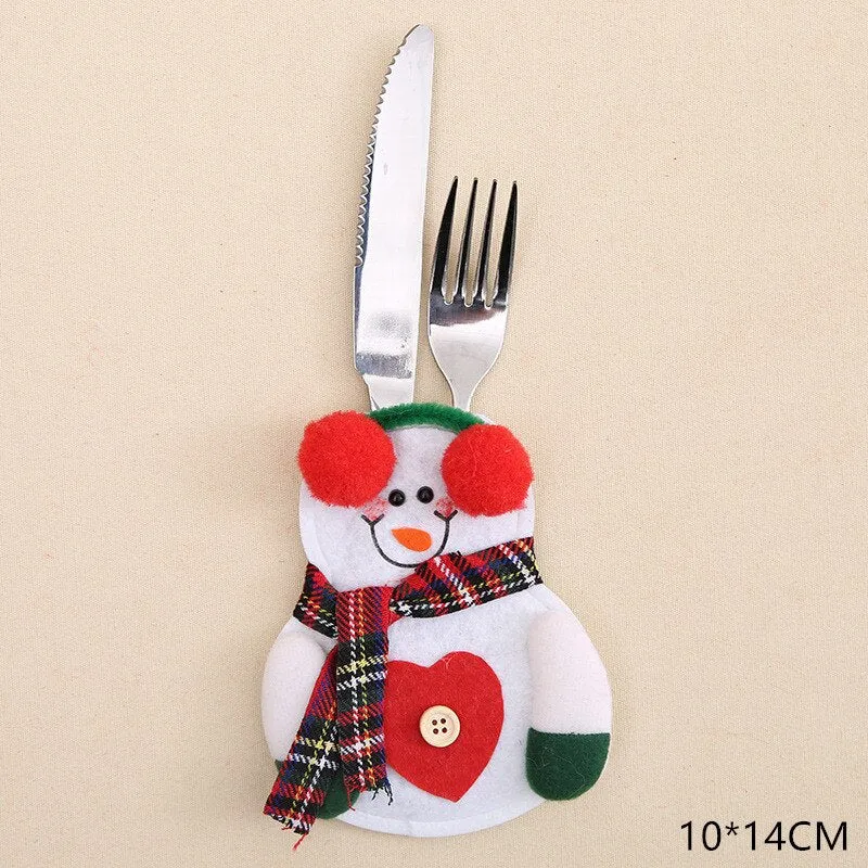 Christmas Gift Tableware Fork Knife Holder Bag Navidad 2021 Noel Christmas Decorations for Home Dinner Table Decor