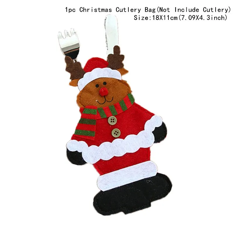 Christmas Gift Tableware Fork Knife Holder Bag Navidad 2021 Noel Christmas Decorations for Home Dinner Table Decor