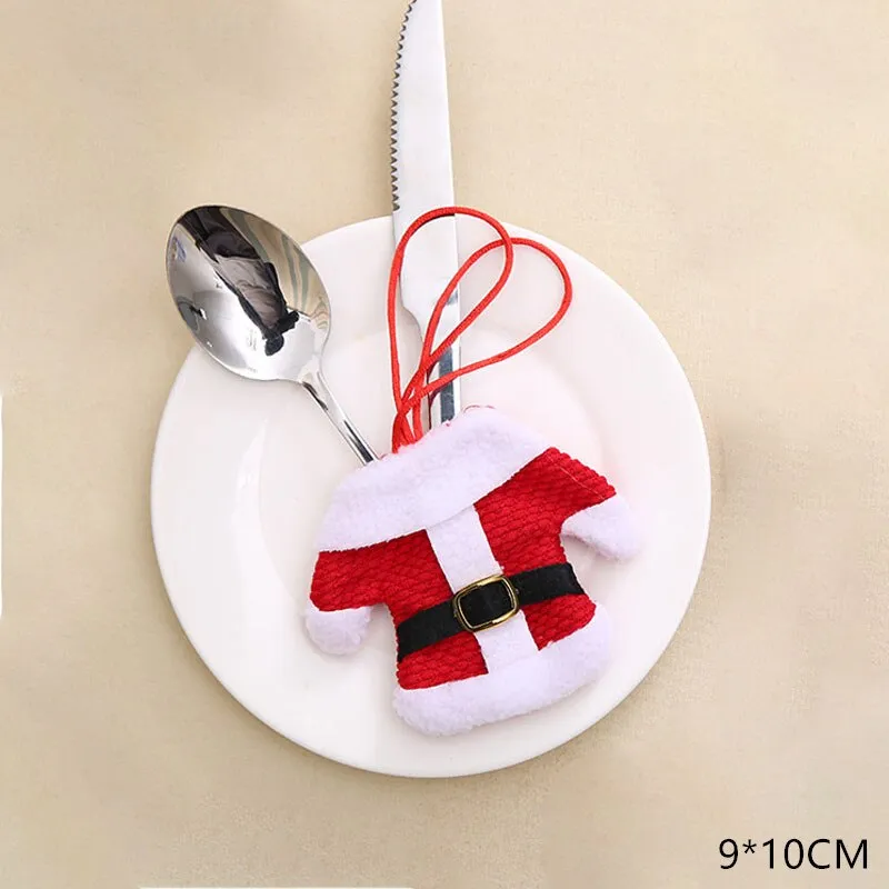 Christmas Gift Tableware Fork Knife Holder Bag Navidad 2021 Noel Christmas Decorations for Home Dinner Table Decor