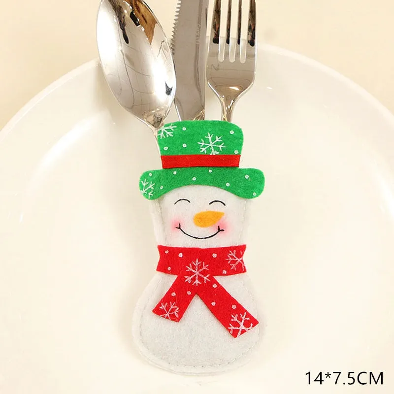 Christmas Gift Tableware Fork Knife Holder Bag Navidad 2021 Noel Christmas Decorations for Home Dinner Table Decor