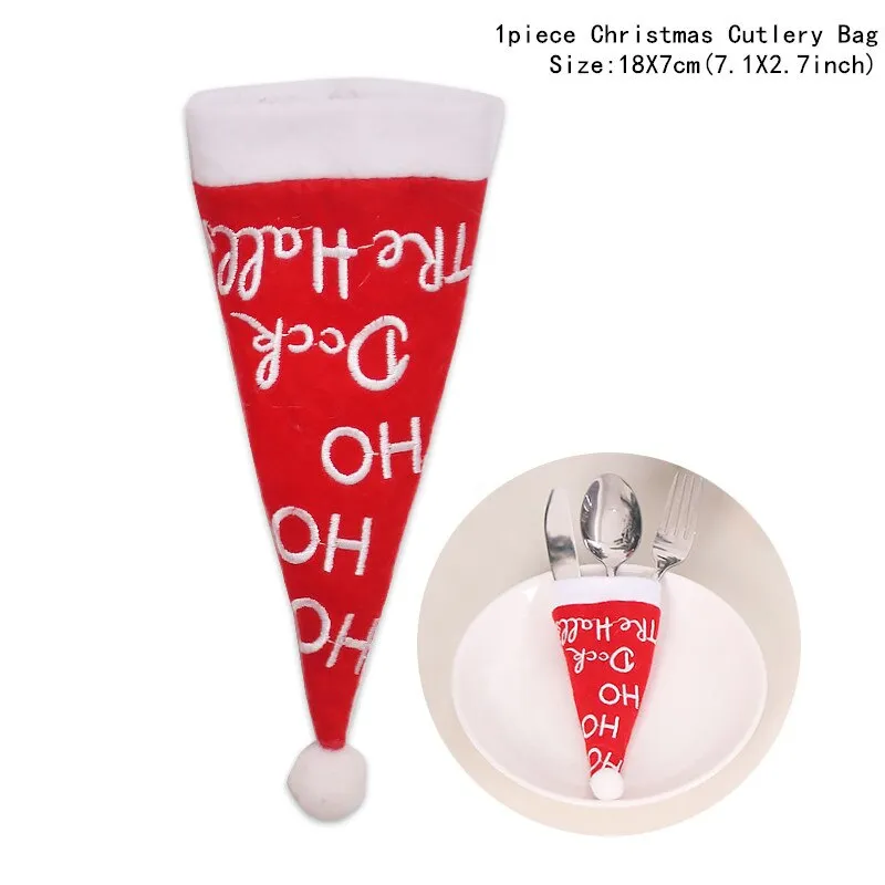 Christmas Gift Tableware Fork Knife Holder Bag Navidad 2021 Noel Christmas Decorations for Home Dinner Table Decor